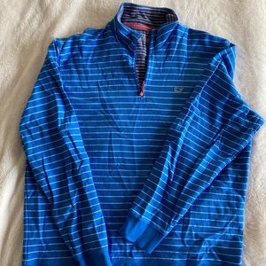 Vineyard Vines Blue Striped 1/4 Zip Pullover